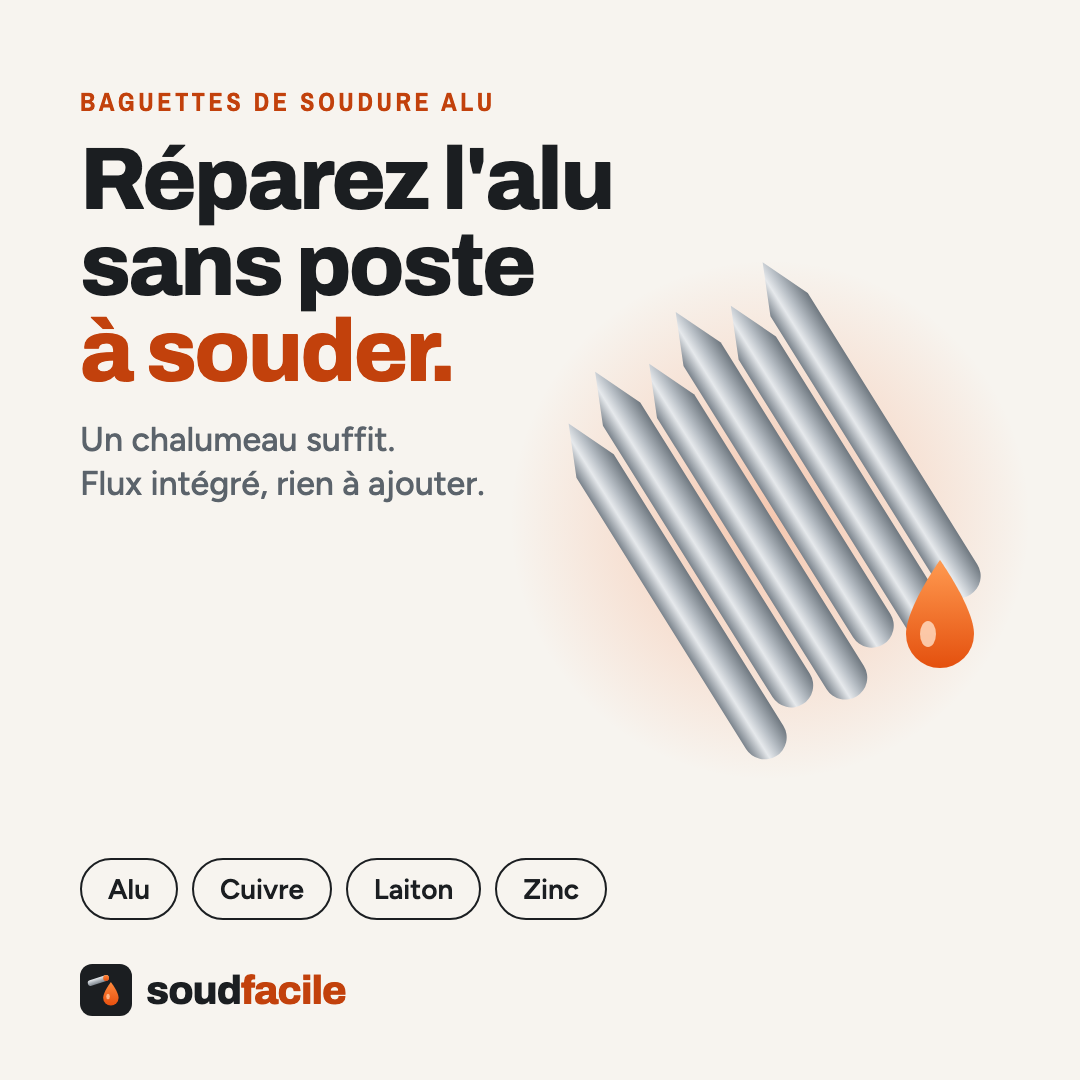 Baguettes de soudure alu SoudFacile : réparez l'alu sans poste à souder