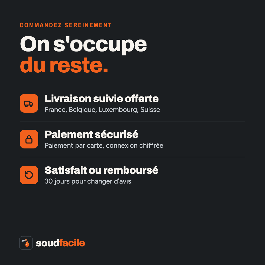 Livraison suivie offerte, paiement sécurisé, satisfait ou remboursé 30 jours